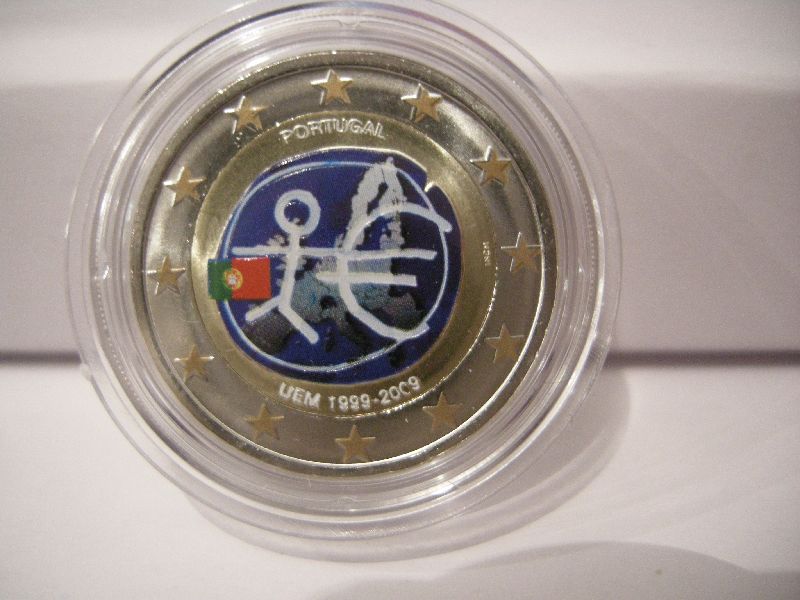 (afbeelding voor) 2 Euromunt Portugal 2009 EMU 10 jaar euro UNCCCOLOUR